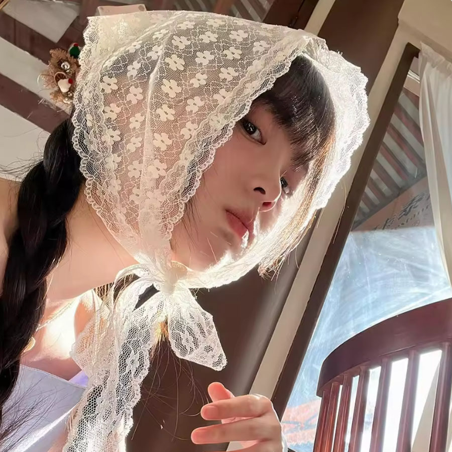 Photography Triangle - 1PC triangle Lace scarf white sweet