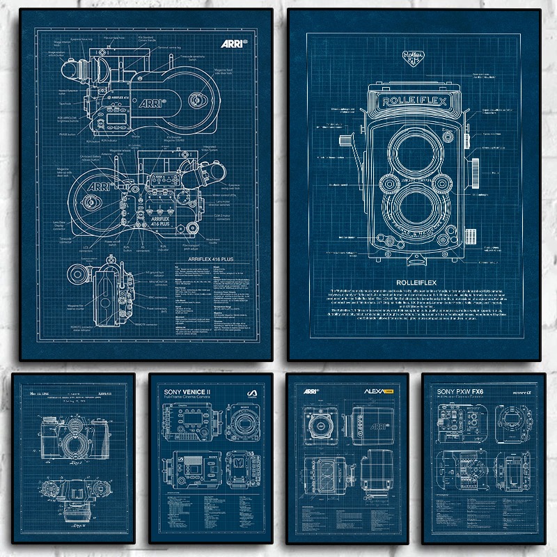 Photography Unit - Vintage Leica Camera Blueprint Poster Photography