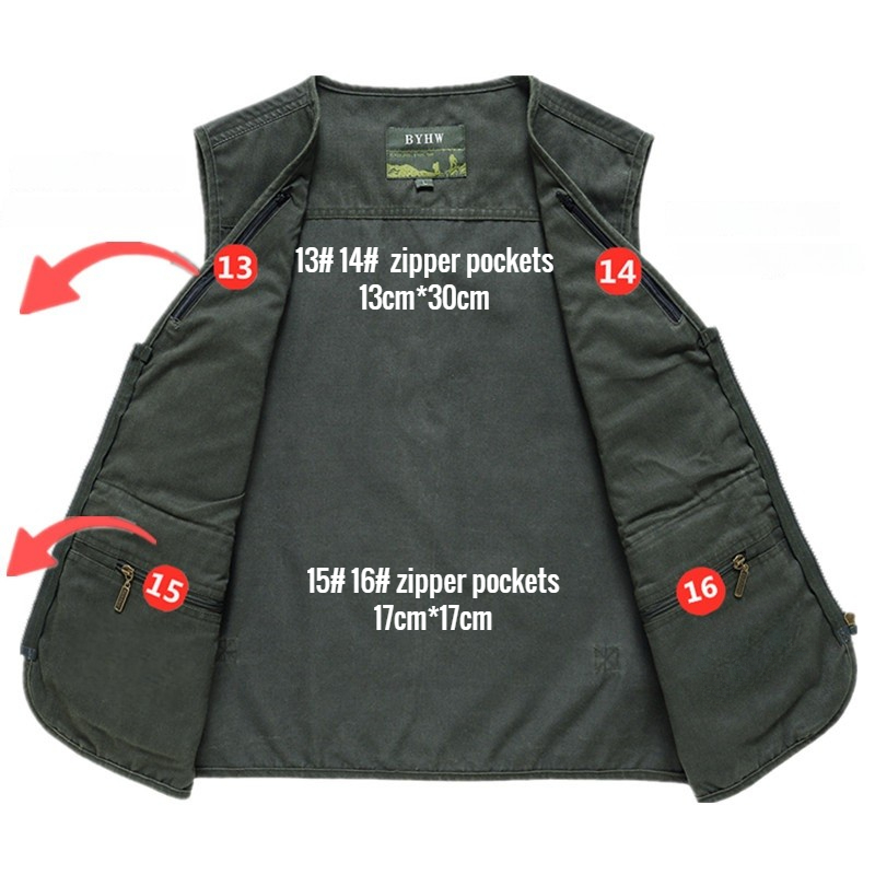 Multi Pocket Men's Vest Zipper - đánh giá và giá Photography Jacket