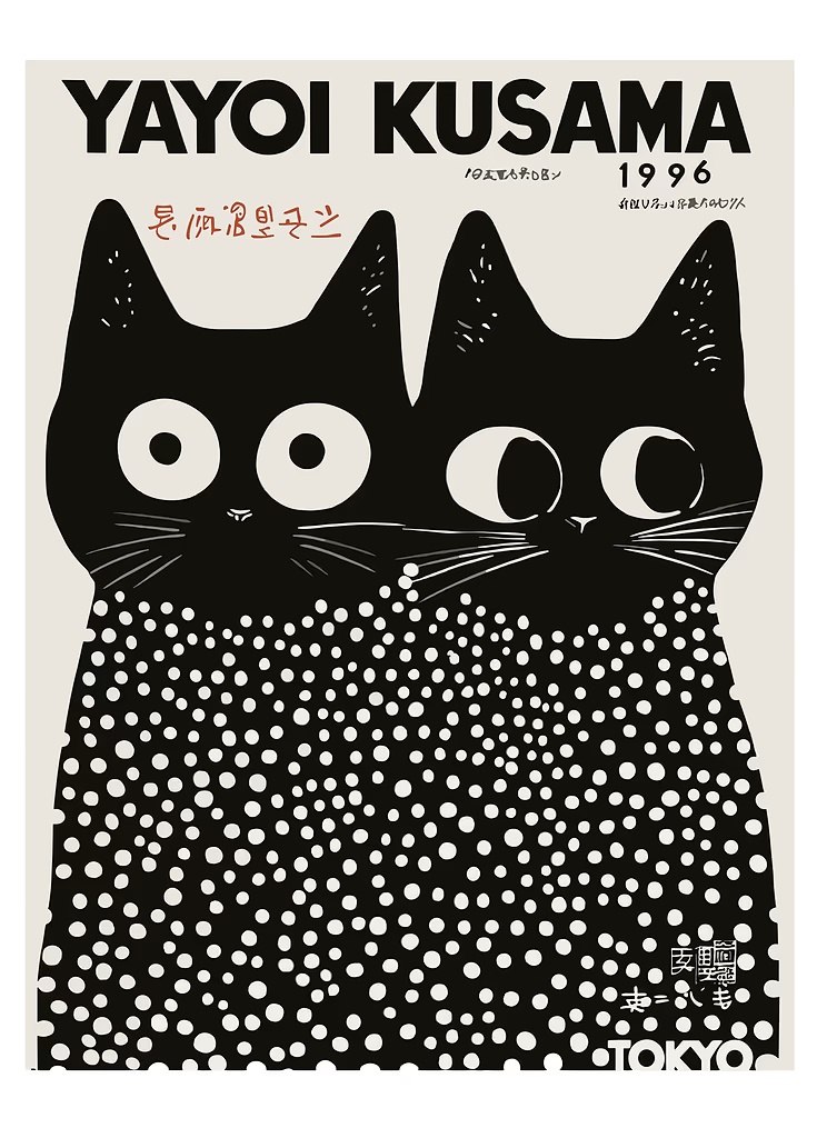 Yayoi Kusama Black Cats Series - đánh giá và giá Photography Pose