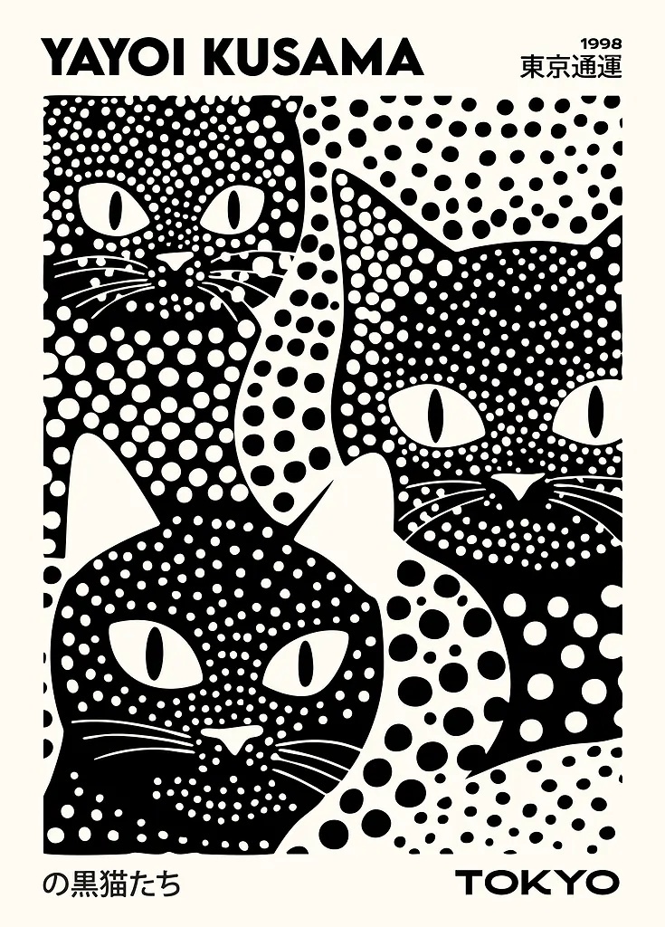 Yayoi Kusama Black Cats Series - đánh giá và giá Photography Pose